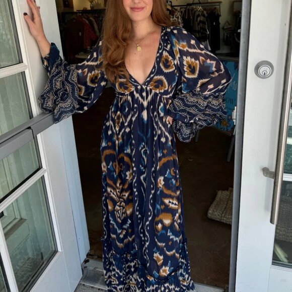 Farm Rio Pineapple Ikat-Inspired Maxi Dress - Picture 7 of 13